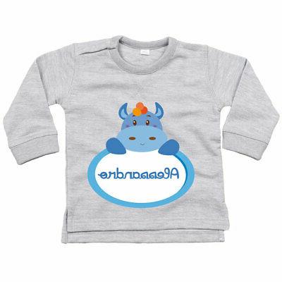 felpa neonato personalizzata con nome ippopotamo