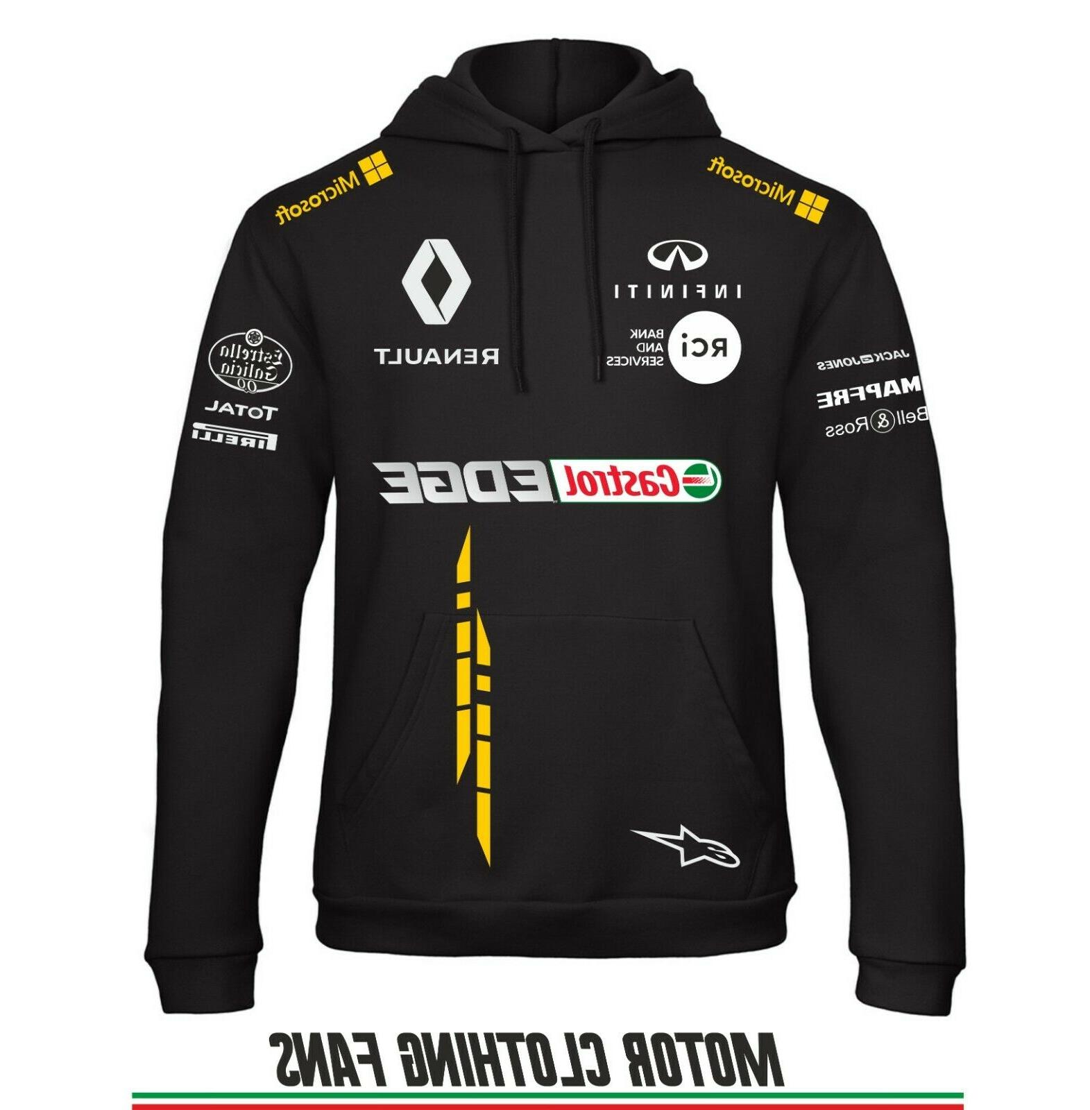 felpa nera cappuccio scuderia renault corsa rally