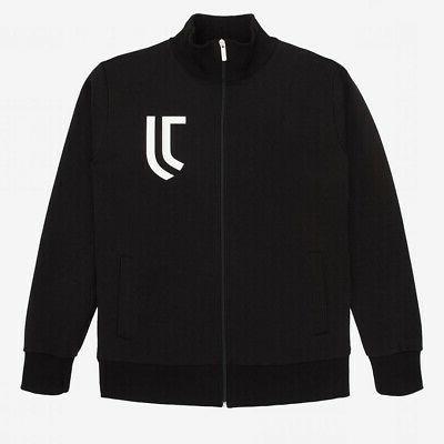 felpa nera con cerniera logo bianco cotone