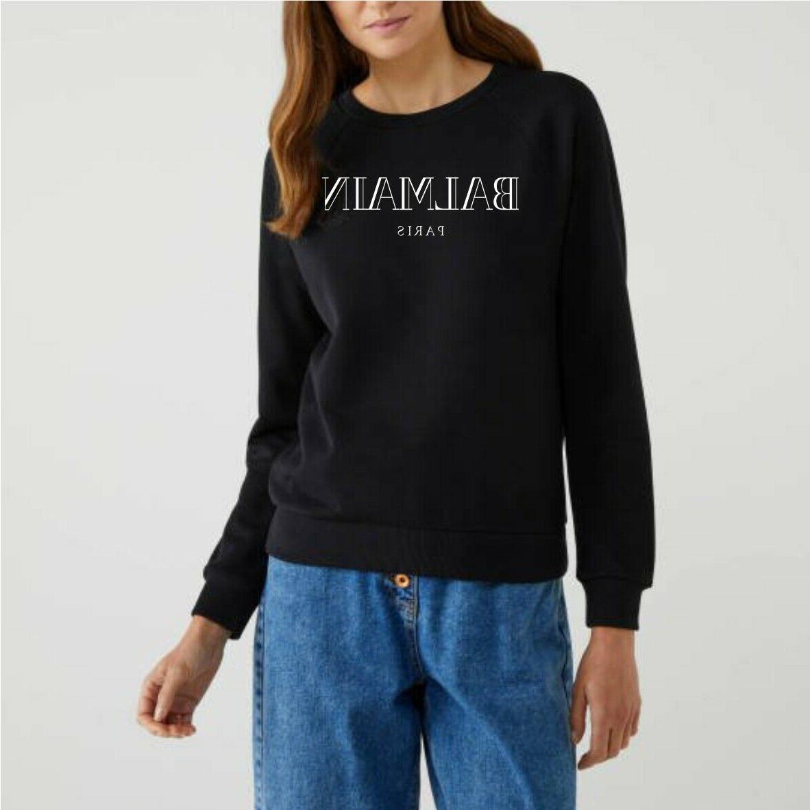 felpa nera donna personalizzata scritta balmain felpa