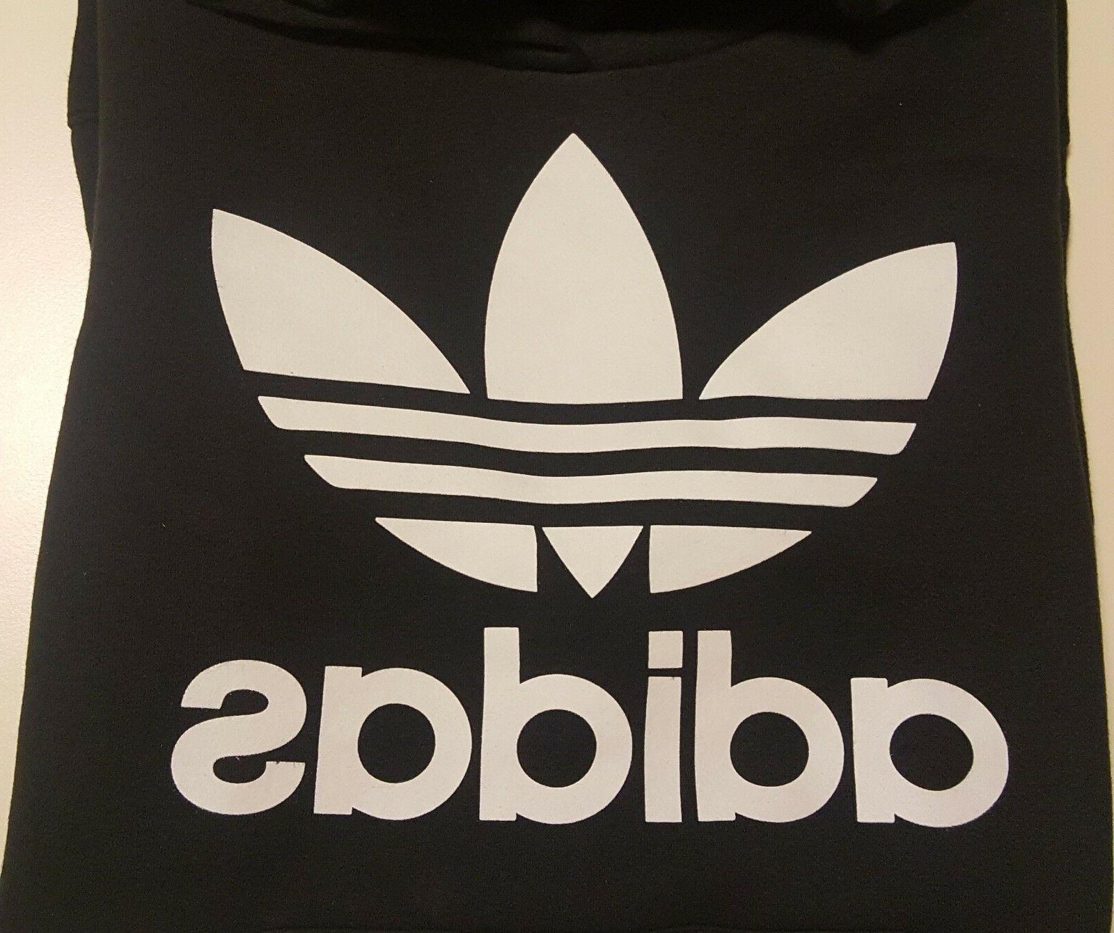 felpa nera girocollo logo adidas trifoglio