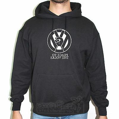 felpa nera peace volks parodia logo auto
