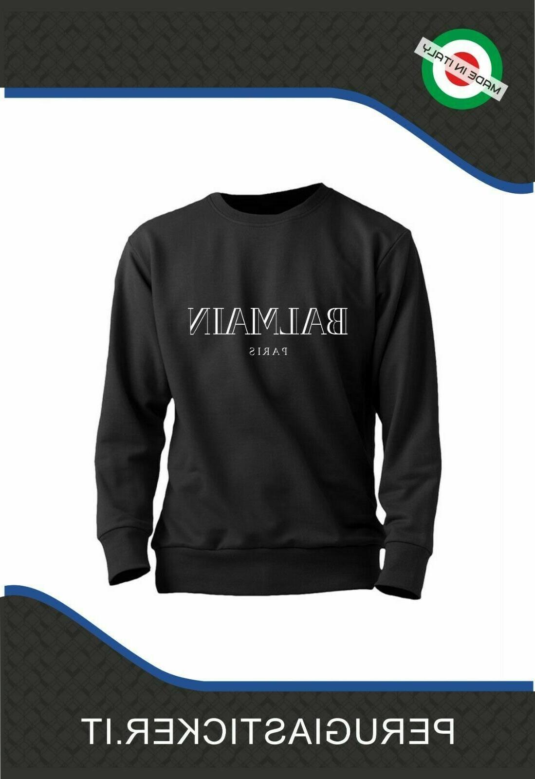 felpa nera stampata logo balmain felpa girocollo