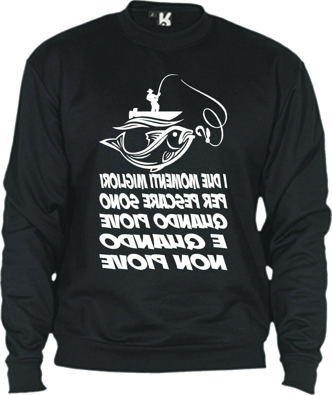 felpa nera uomo stampata passione pesca x