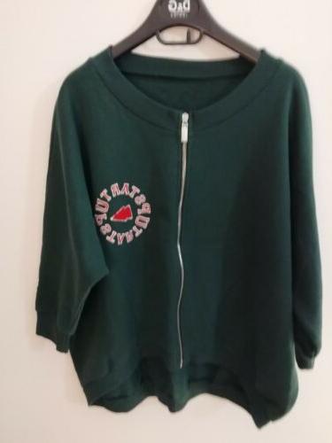 felpa ragazza verde tg xs con zip
