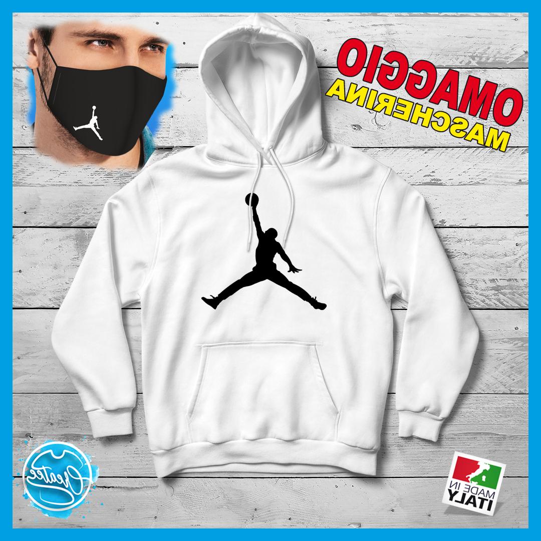 felpa sport jordan con cappuccio michael bianca