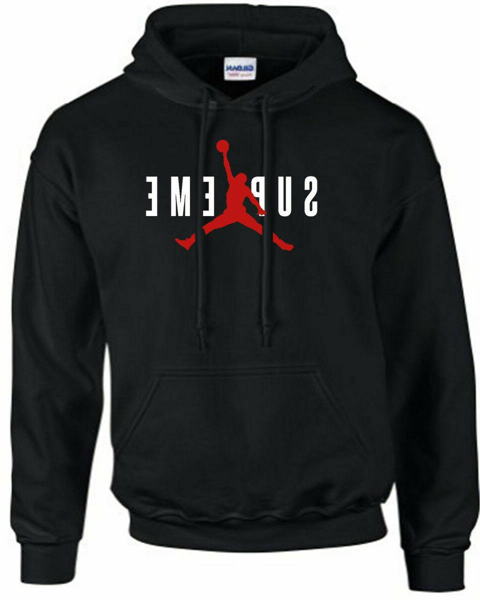 felpa stampa supreme jordan nera unisex e