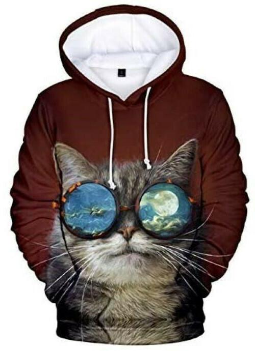 felpa unisex con immagine di gatto con