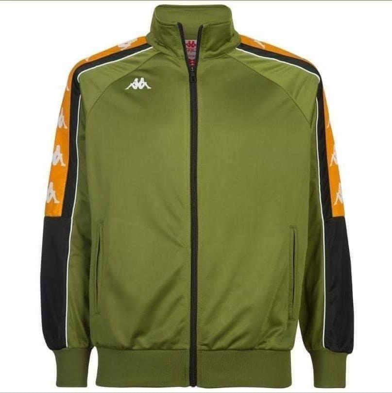 felpa uomo con bande laterali verde arancione