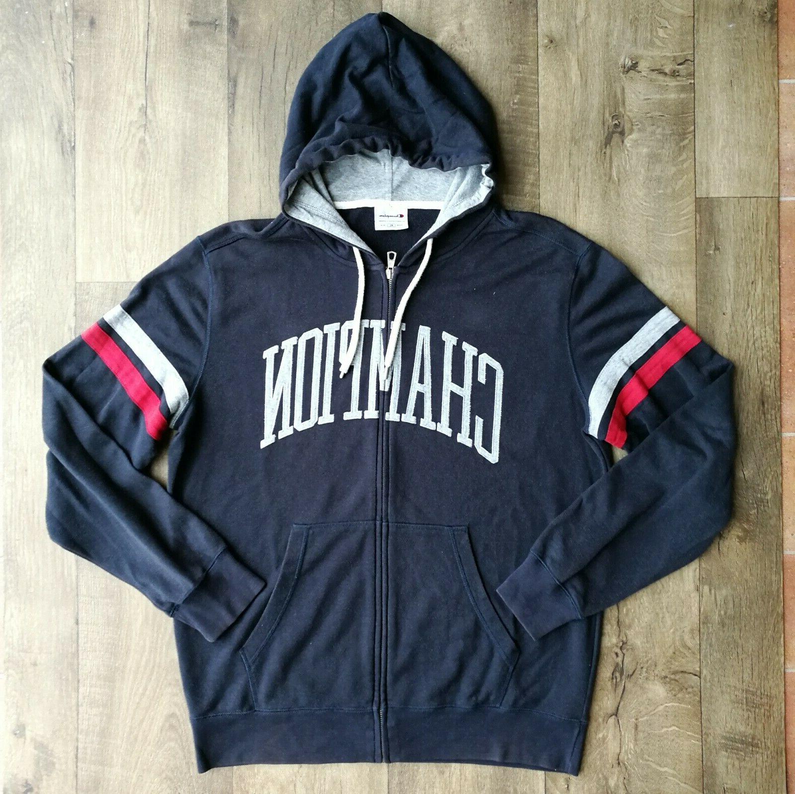 felpa uomo con cappuccio blu scritta grande
