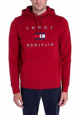 felpa uomo con cappuccio e logo flag