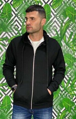 felpa uomo con full zip e cappio