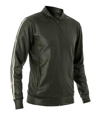 felpa uomo con zip effetto ecopelle verde
