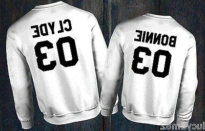 felpa uomo donna bonnie clyde con numero
