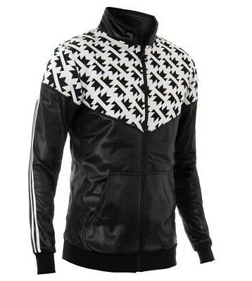 felpa uomo effetto ecopelle zip righe laterali