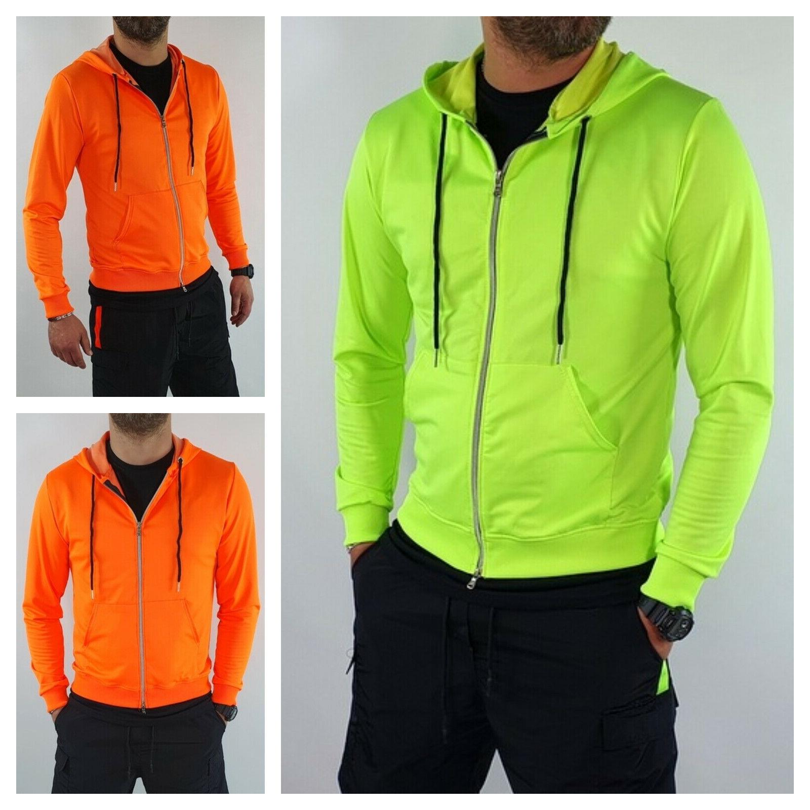 felpa uomo fluo cotone maglione casual cappuccio