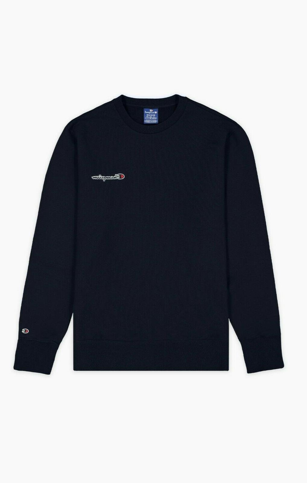 felpa uomo girocollo blu con logo ricamato
