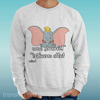 felpa uomo grigio citazione dumbo sono tutto