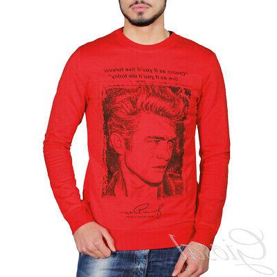felpa uomo maglia girocollo stampa scritta rosso