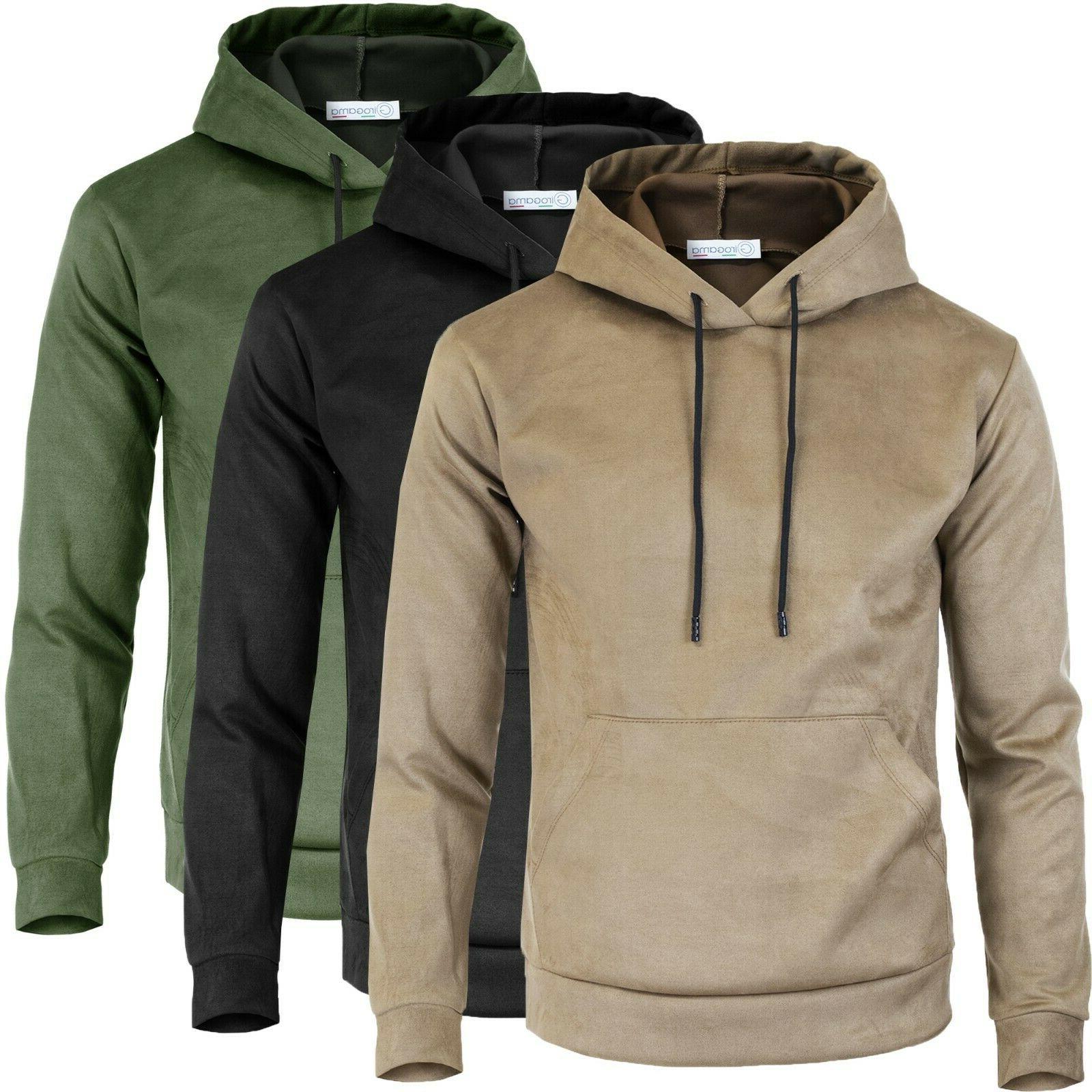 felpa uomo maglia tuta camoscio con cappuccio