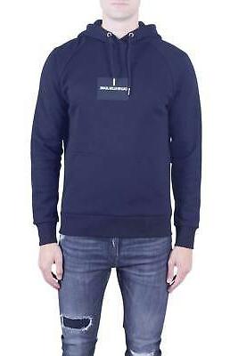 felpa uomo nera con cappuccio e patch