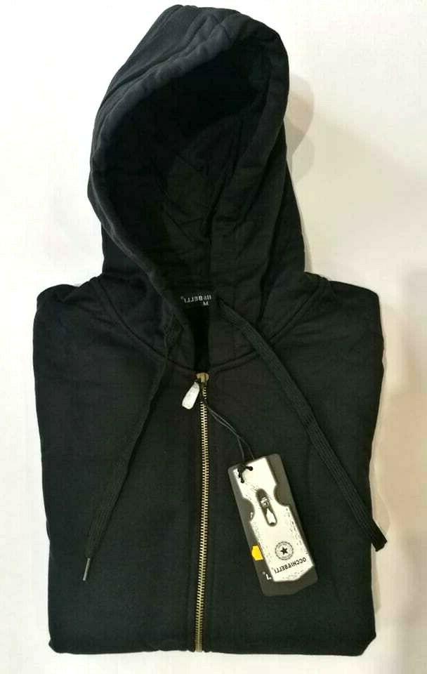 felpa uomo nera con zip e cappuccio