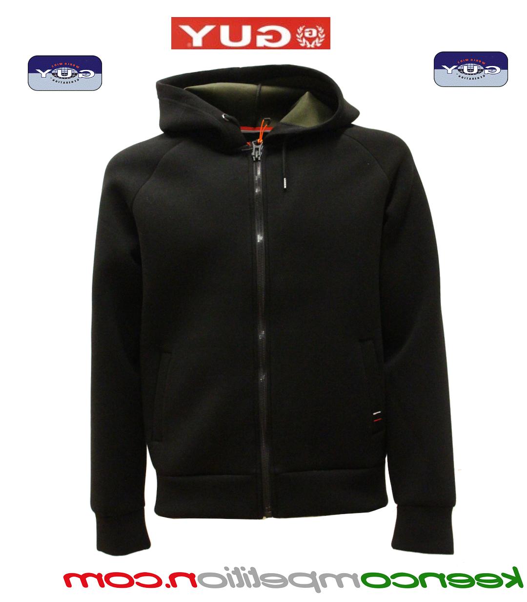 felpa uomo tessuto effetto neoprene con cappuccio