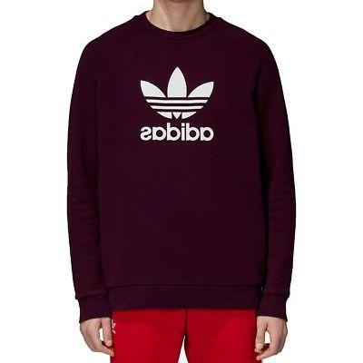 felpa uomo trefoil crew dm7835 bordeaux mod