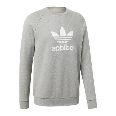felpa uomo trefoil crew grey cy4573 grigio