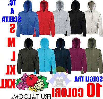 felpa uomo zip e cappuccio cotone felpata