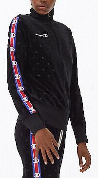 Champion felpa Velour Logo Burnout 111046 black