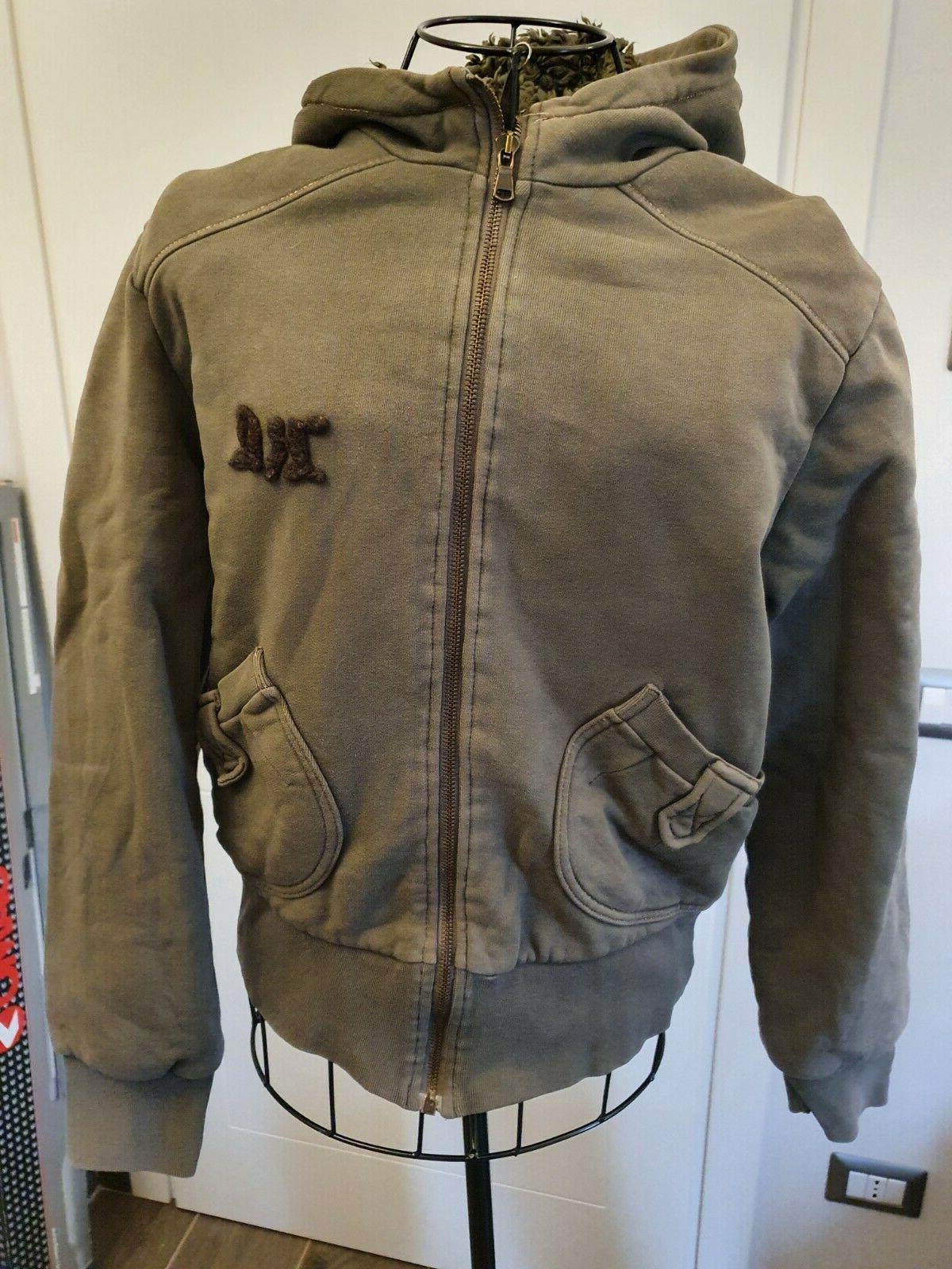felpa verde imbottita con cappuccio tg m