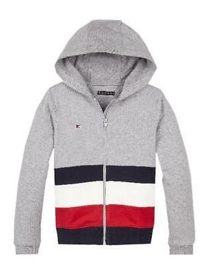 felpa zip con cappuccio bambino grigio kb0kb057981