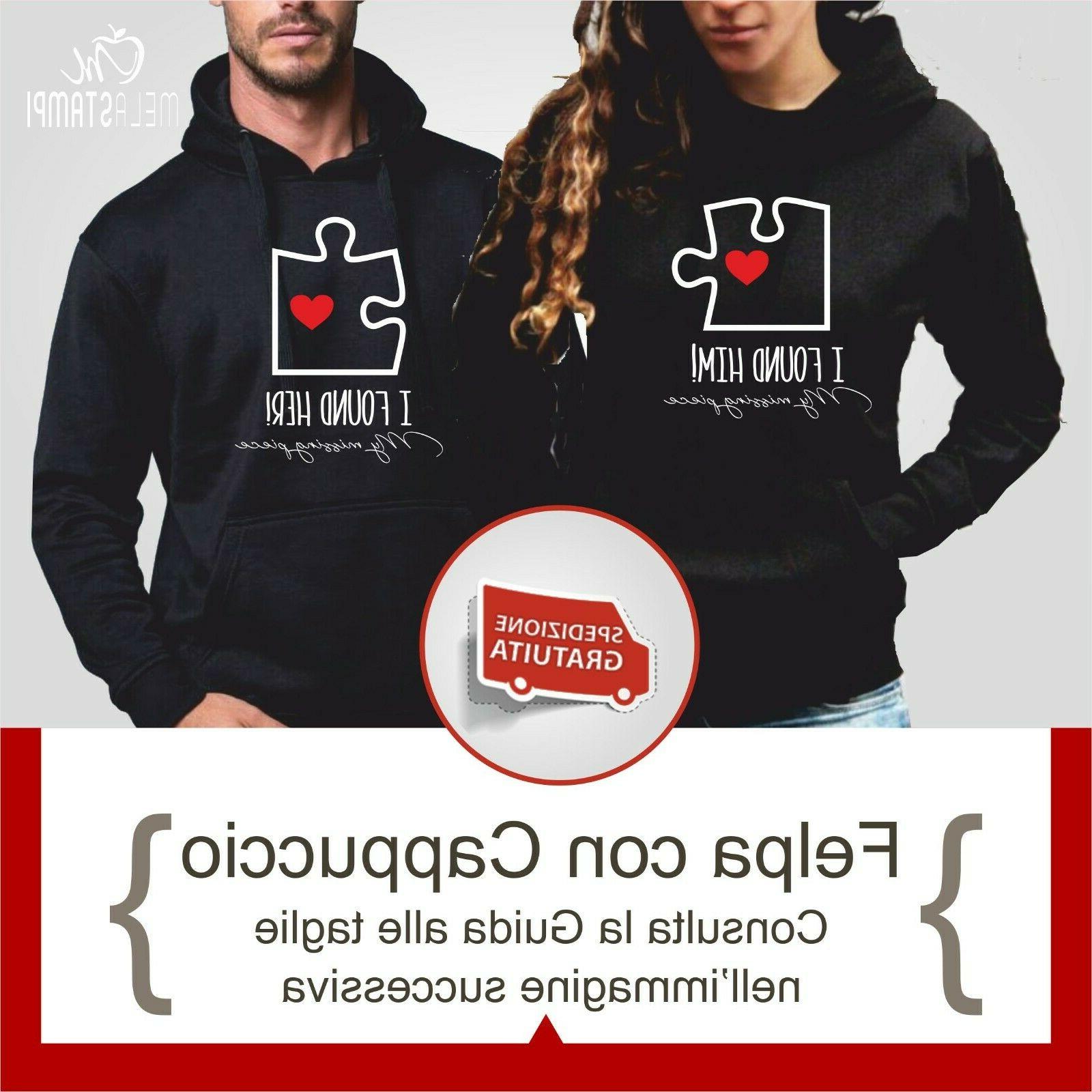 felpe coppia cappuccio puzzle cuore heart regalo
