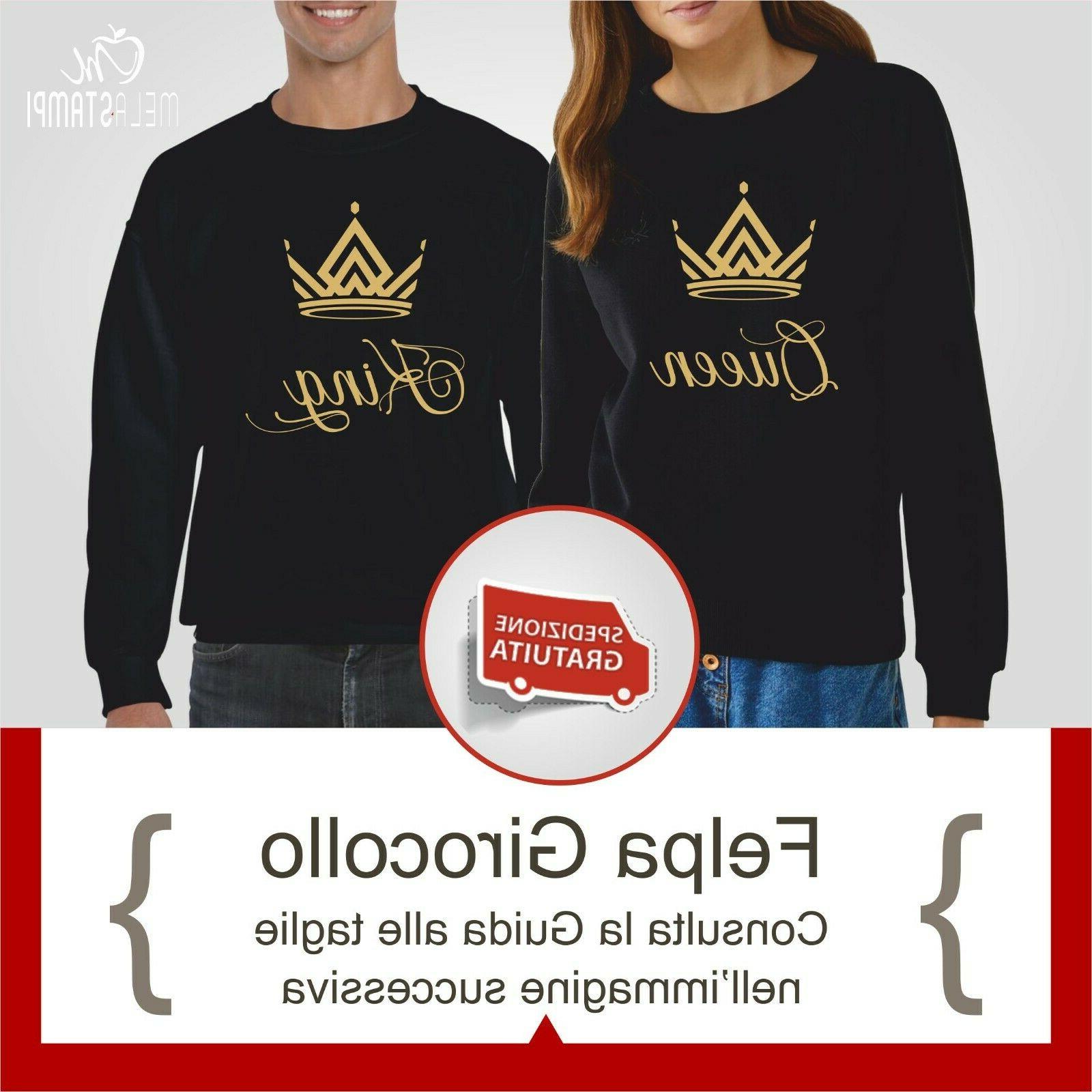 felpe di coppia king queen stampa oro