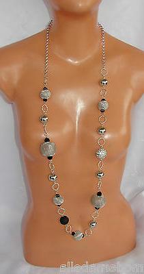 FLORA collana catena lunga,donna Palline Grande strass, coll