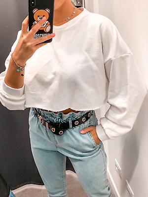 follie by alice crop top felpa avorio