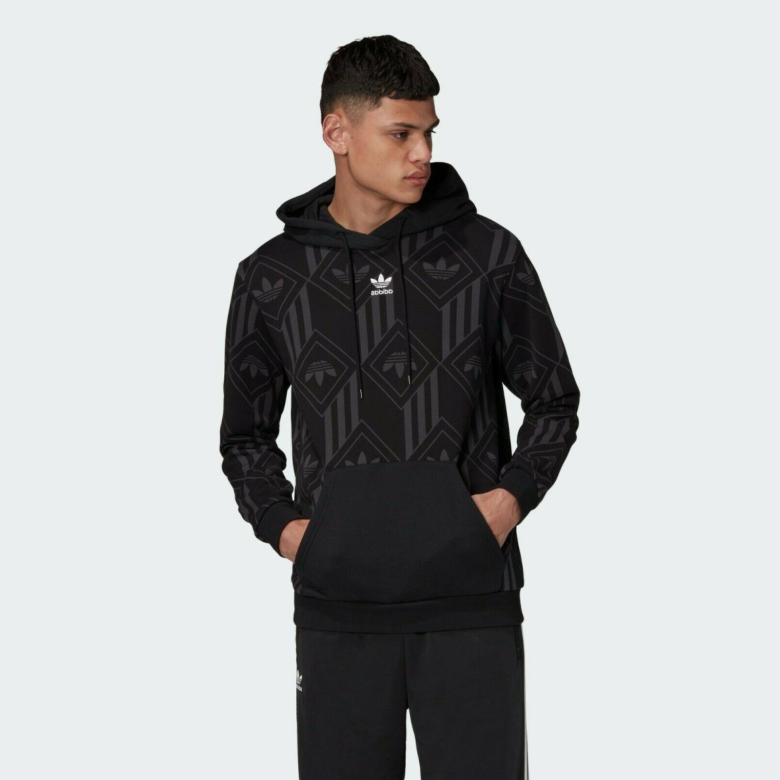gd5840 hoodie monogram felpa cappuccio nero uomo