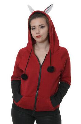 giacca con cappuccio animal rosso e nero