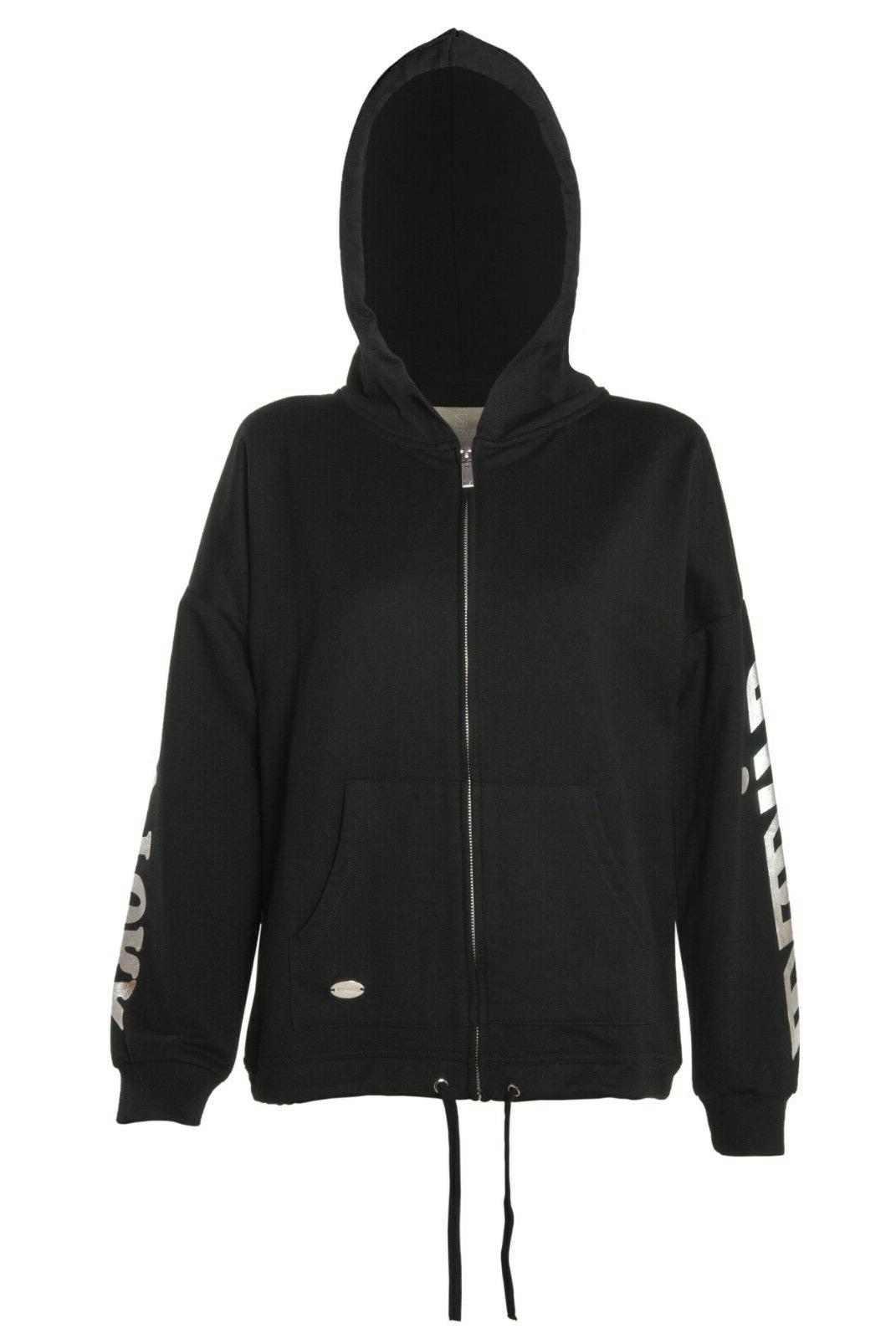 giacca felpa da donna con zip nera