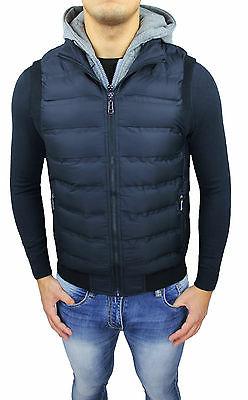 GIUBBOTTO PIUMINO UOMO SMANICATO BLU SCURO GRIGIO SLIM FIT C