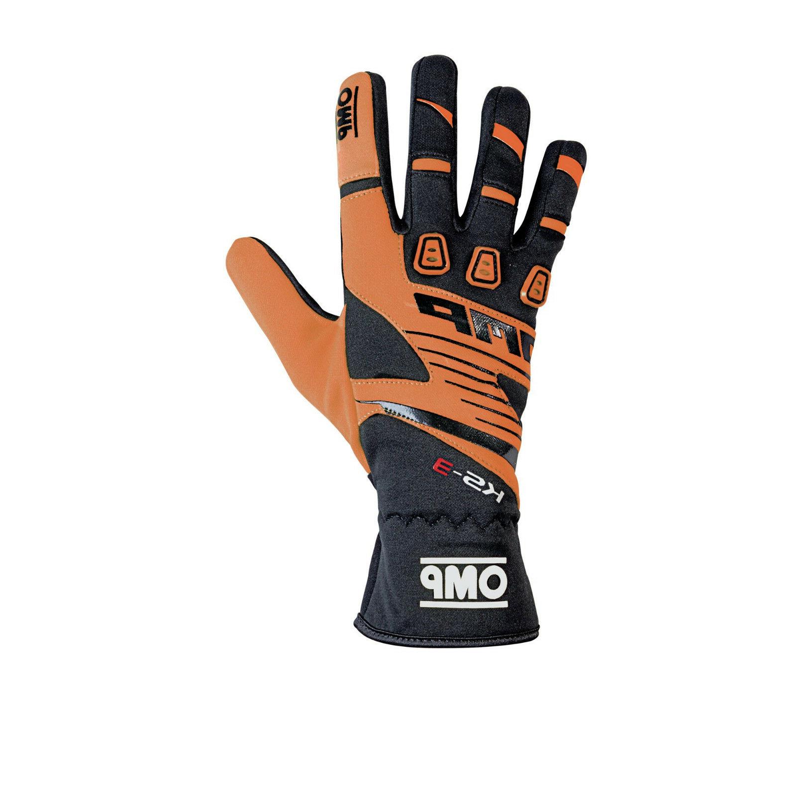 guanti kart tessuto nero arancio fluo omp