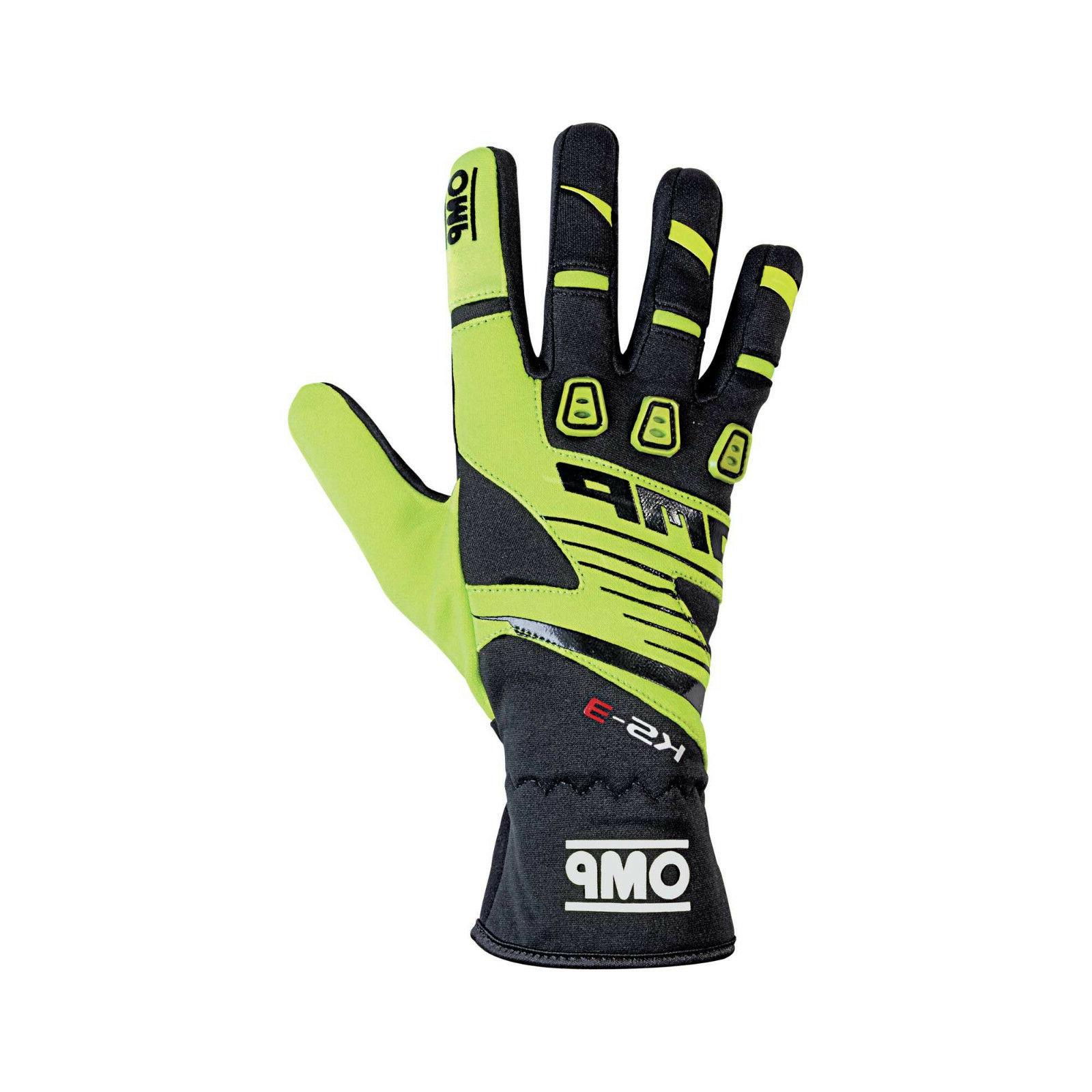 guanti kart tessuto nero giallo fluo omp
