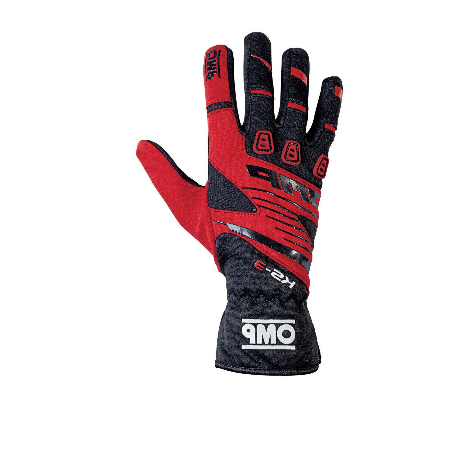 guanti kart tessuto nero rosso omp kk02743e