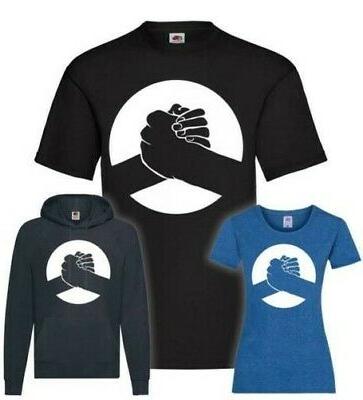 handshake t shirt pullover felpa con cappuccio