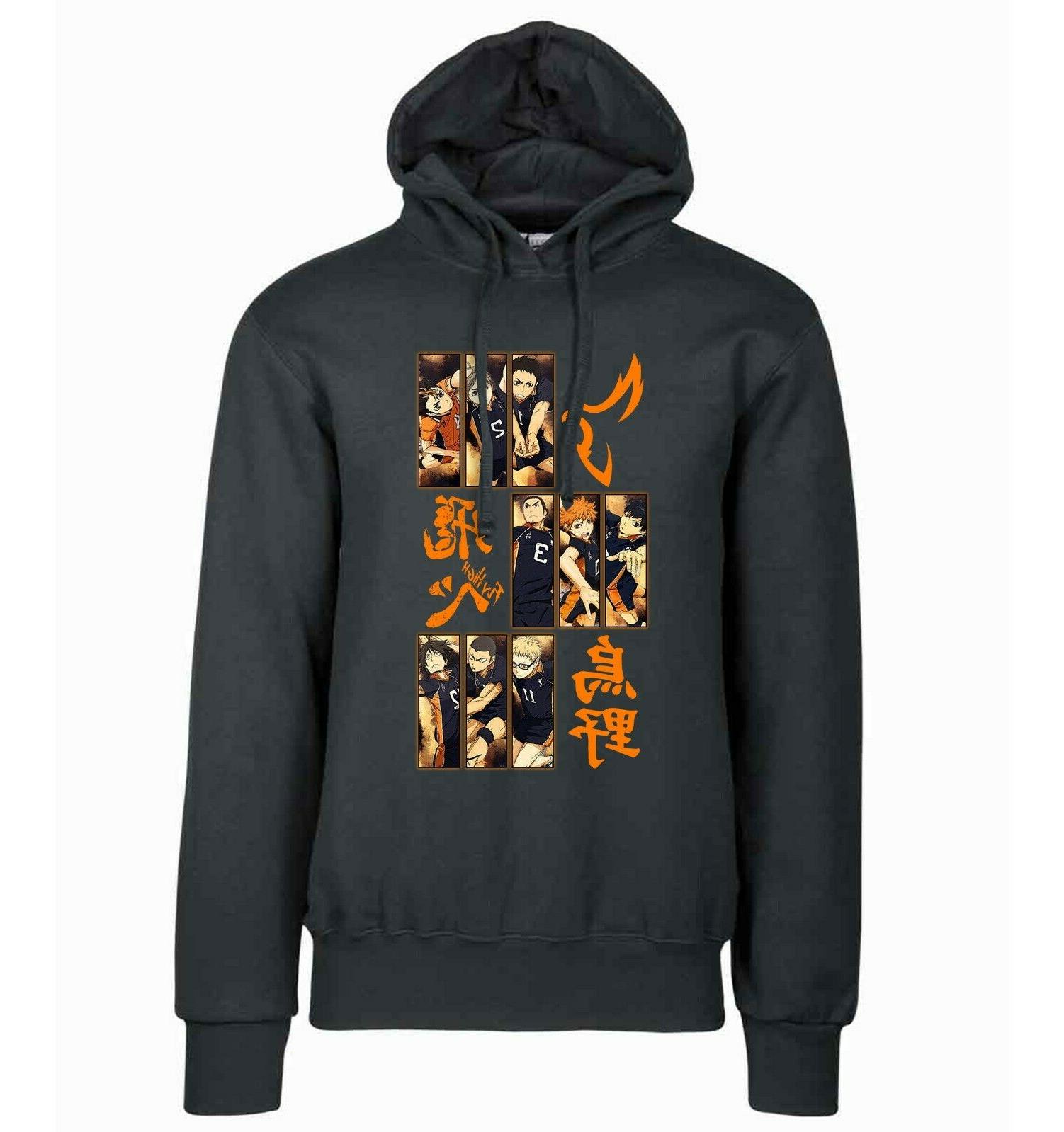 hoodie black felpa nera haikyuu karasuno team