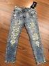 Jeans Denim "Odi Et Amo" Slavato Stropicciato Strappi IN SAL