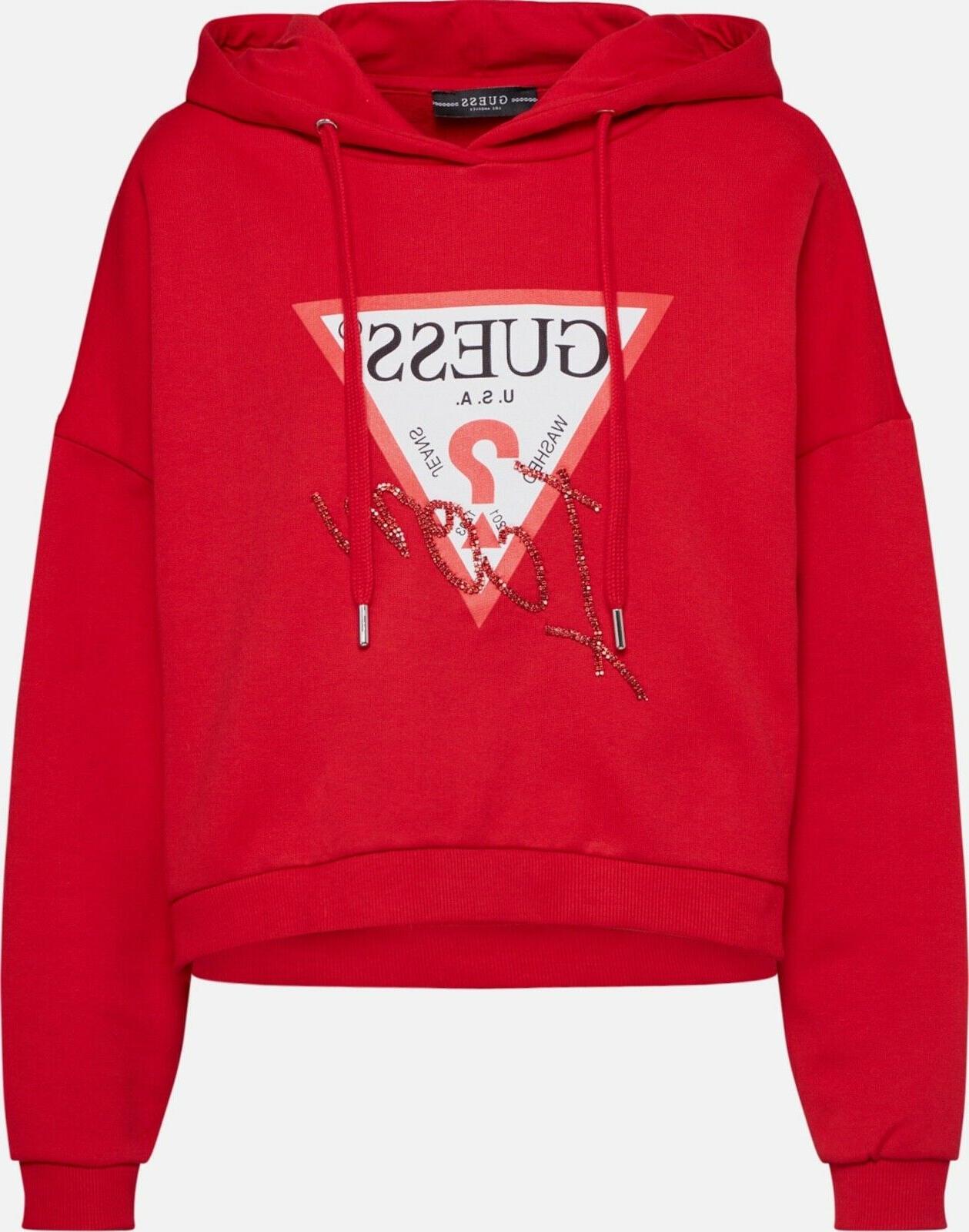 jeans triangolo icon logo felpa paillettes rosso