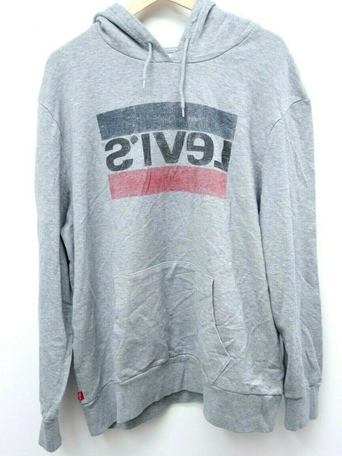 levis uomo vintage grigio bandiera logo felpa