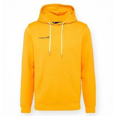 logo felpa cappuccio in cotone giallo da